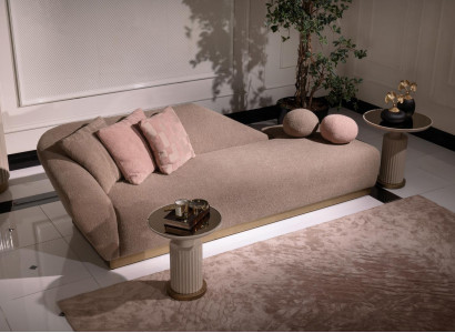 Chaise longue group sofa side tables upholstery fabric modern 3-piece set